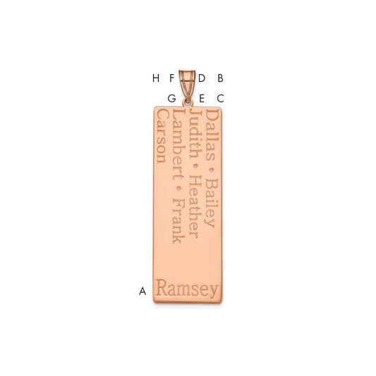 10K Rose Gold 7 Name Family Pendant