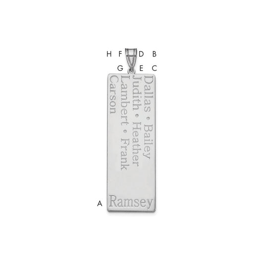 10K White Gold 7 Name Family Pendant