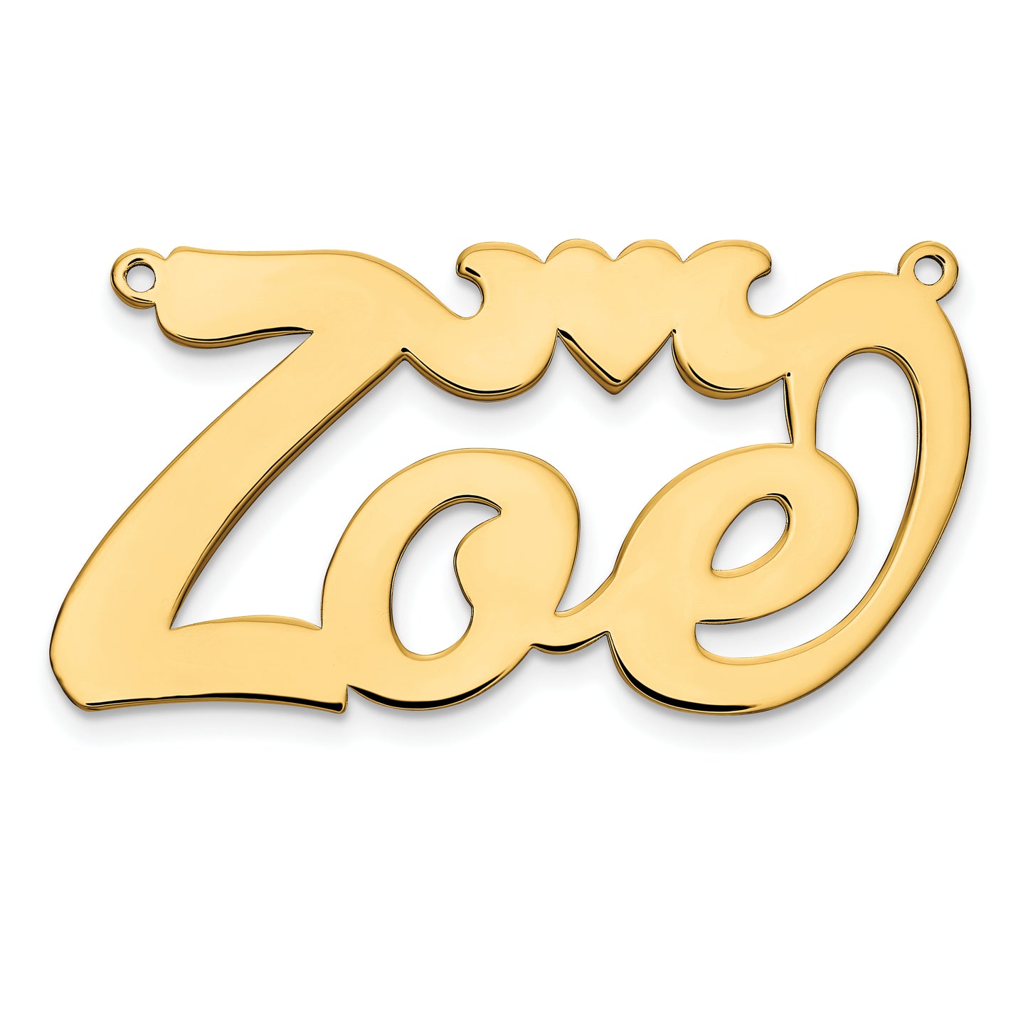 Sterling Silver Gold plated Polished with Heart Name Plate