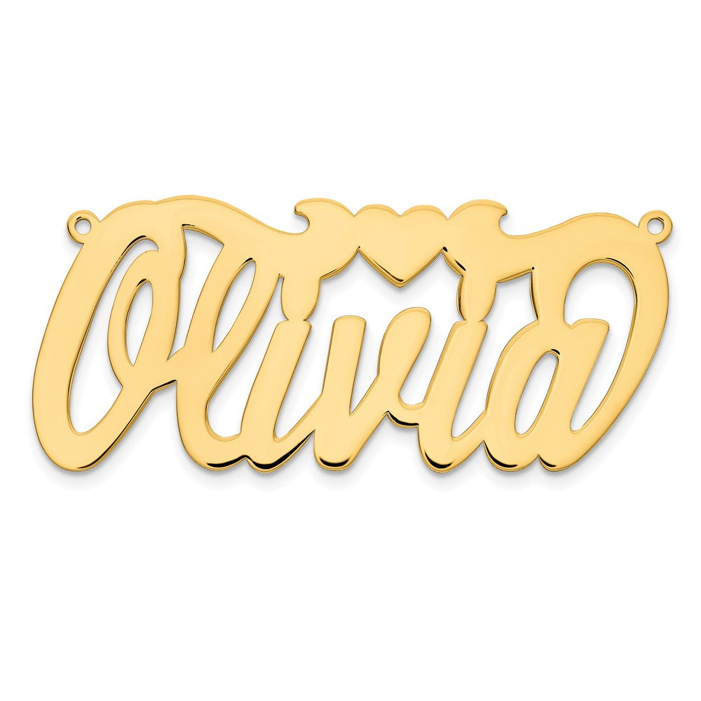Sterling Silver Gold plated Polished with Heart Name Plate