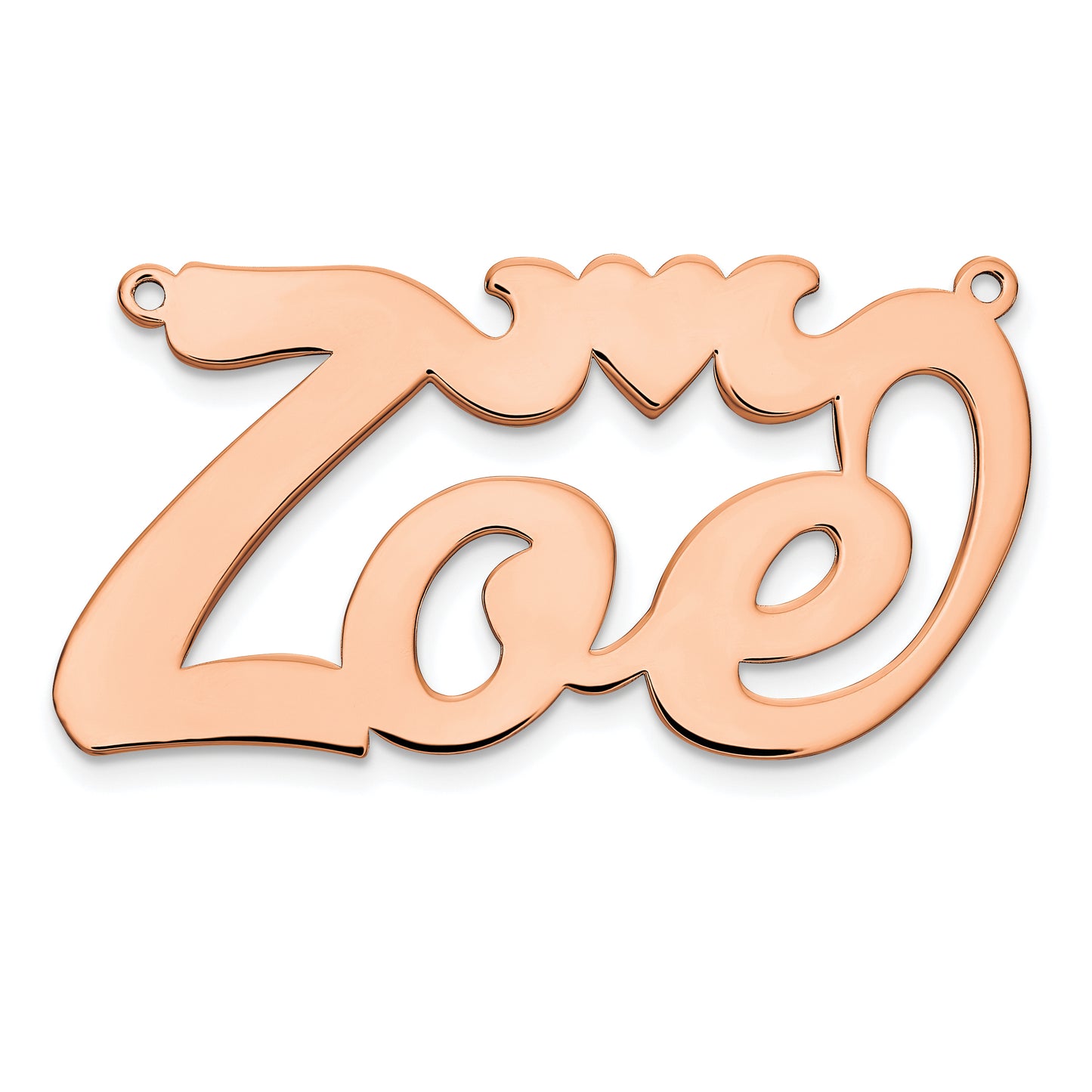 Sterling Silver Rose Gold plated Polished with Heart Name Plate