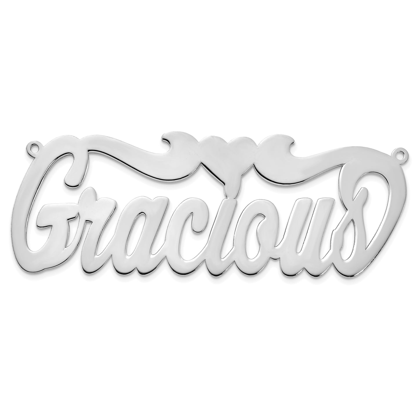 14K White Gold Polished with Heart Name Plate