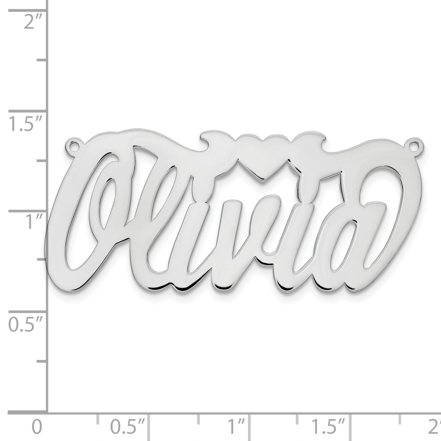 14K White Gold Polished with Heart Name Plate