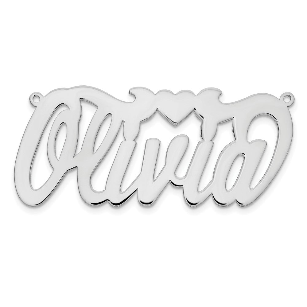 14K White Gold Polished with Heart Name Plate