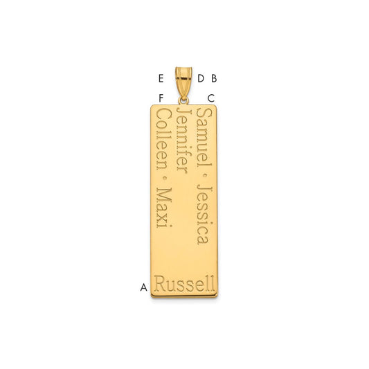 10K Yellow Gold 5 Name Family Pendant