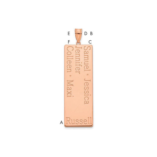 10K Rose Gold 5 Name Family Pendant