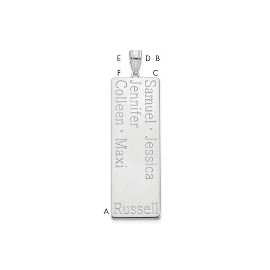 Sterling Silver Rhodium plated 5 Name Family Pendant