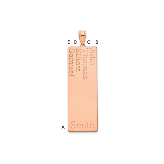 10K Rose Gold 4 Name Family Pendant