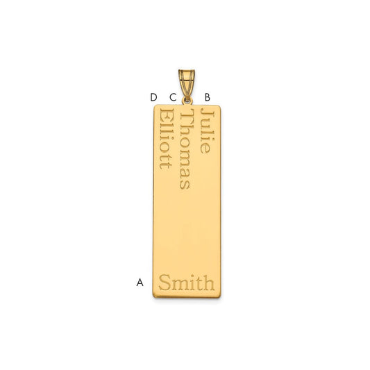 10K Yellow Gold 3 Name Family Pendant