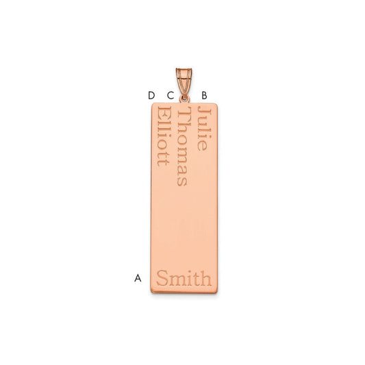10K Rose Gold 3 Name Family Pendant