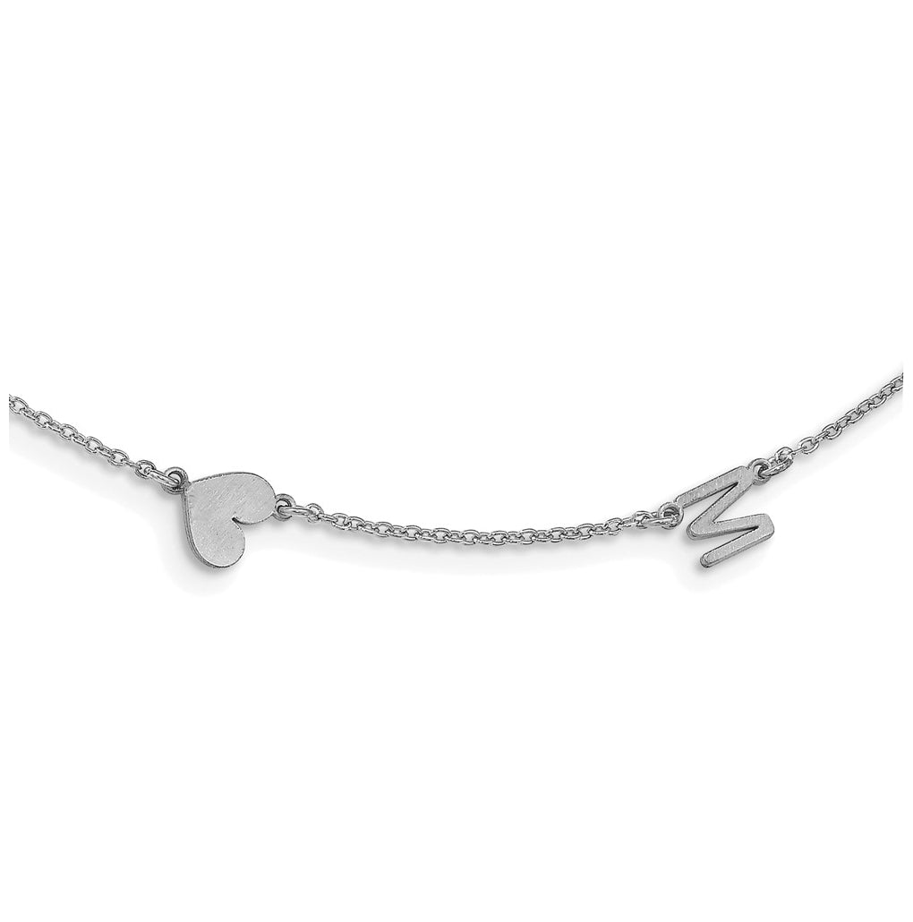 Sterling Silver Rhodium plated 2 Initial/Symbol Necklace