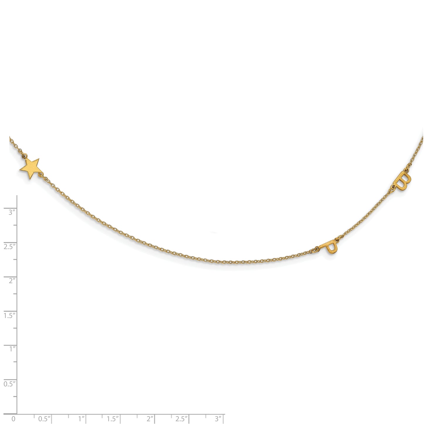Sterling Silver Gold Plated 3 Initial Symbol Brushed Finish Necklace