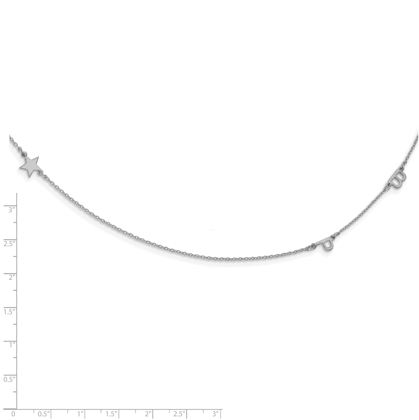 14K White Gold 3 Initial Symbol Brushed Finish Necklace