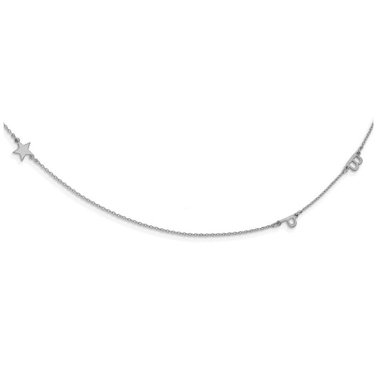 14K White Gold 3 Initial Symbol Brushed Finish Necklace