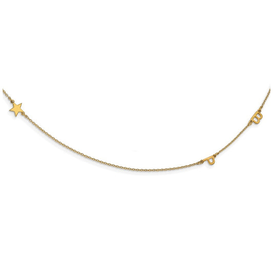 14K Yellow Gold 3 Initial/Symbol Brushed Finish Necklace