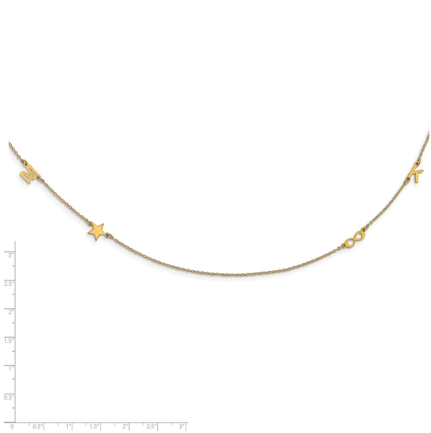 Sterling Silver Gold Plated 4 Initial Symbol Necklace