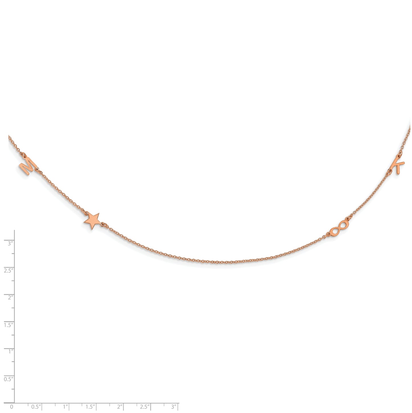 Sterling Silver Rose Gold plated 4 Initial Symbol Necklace