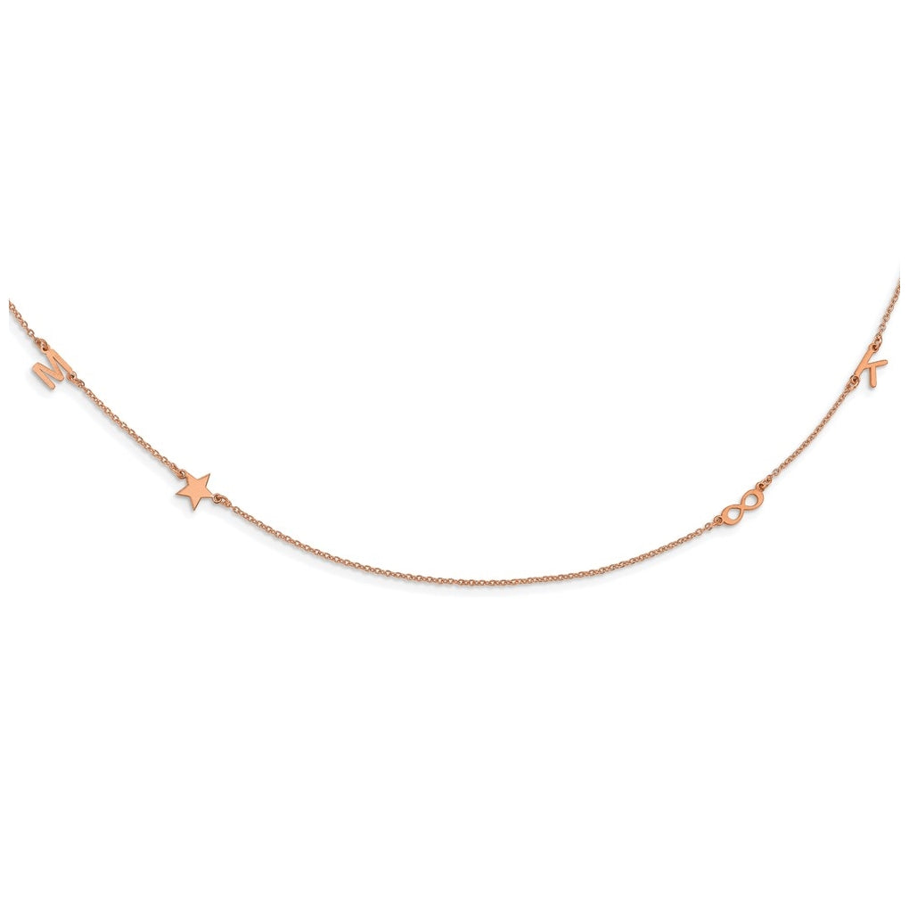 Sterling Silver Rose Gold plated 4 Initial Symbol Necklace