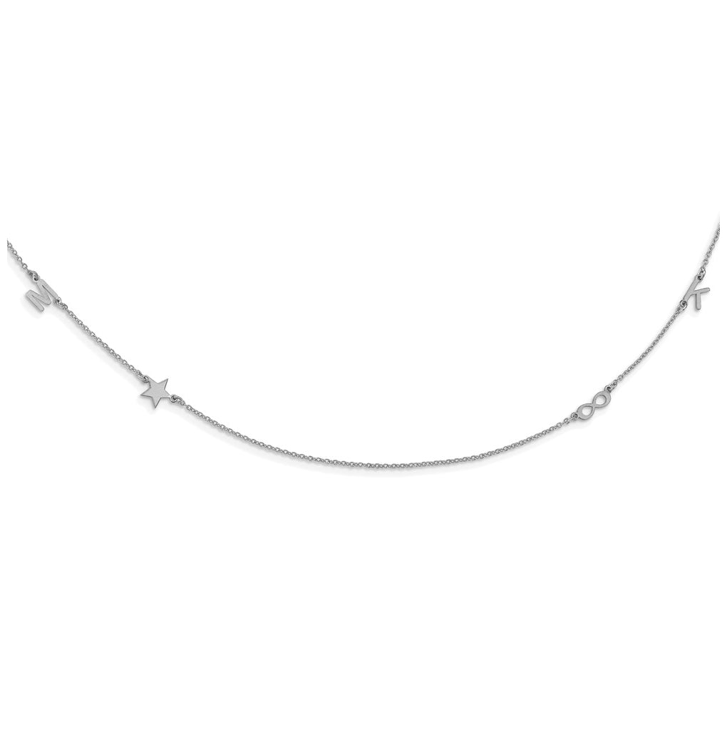 Sterling Silver Rhodium Plated 4 Initial/Symbol Necklace
