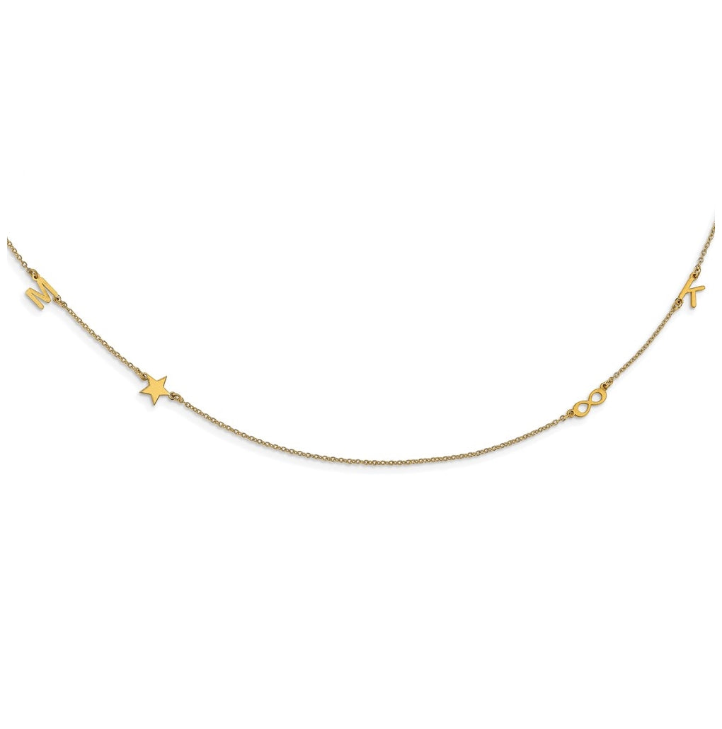 14K Yellow Gold 4 Initial/Symbol Necklace
