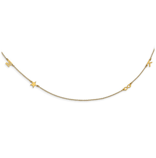 14K Yellow Gold 4 Initial/Symbol Necklace