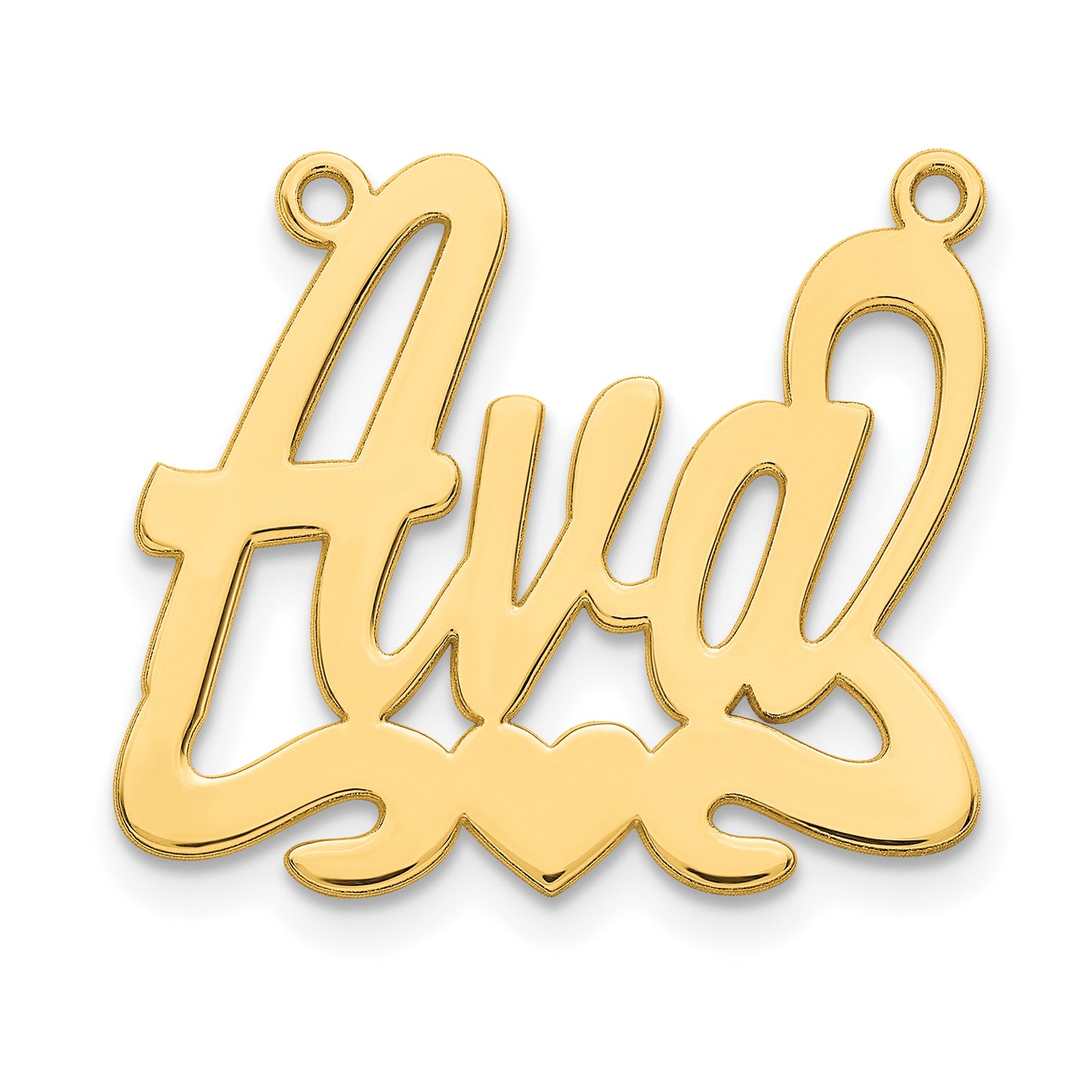 Sterling Silver Gold plated Polished with Heart Name Plate