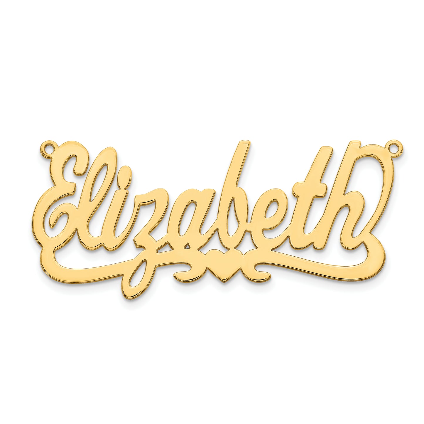 Sterling Silver Gold plated Polished with Heart Name Plate
