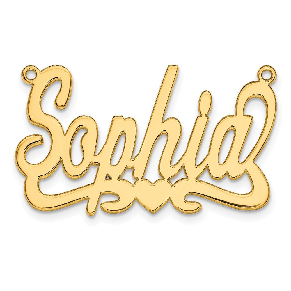 Sterling Silver Gold plated Polished with Heart Name Plate