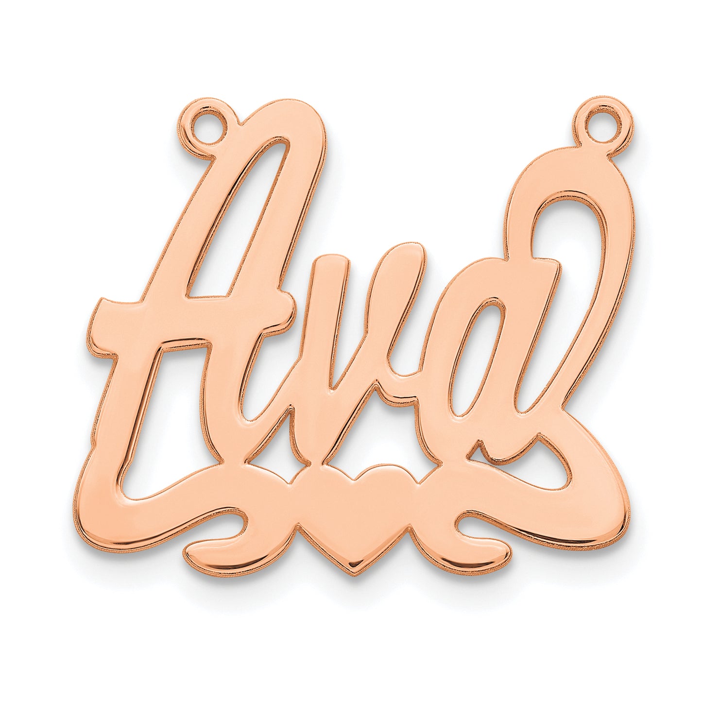 Sterling Silver Rose Gold plated Polished with Heart Name Plate