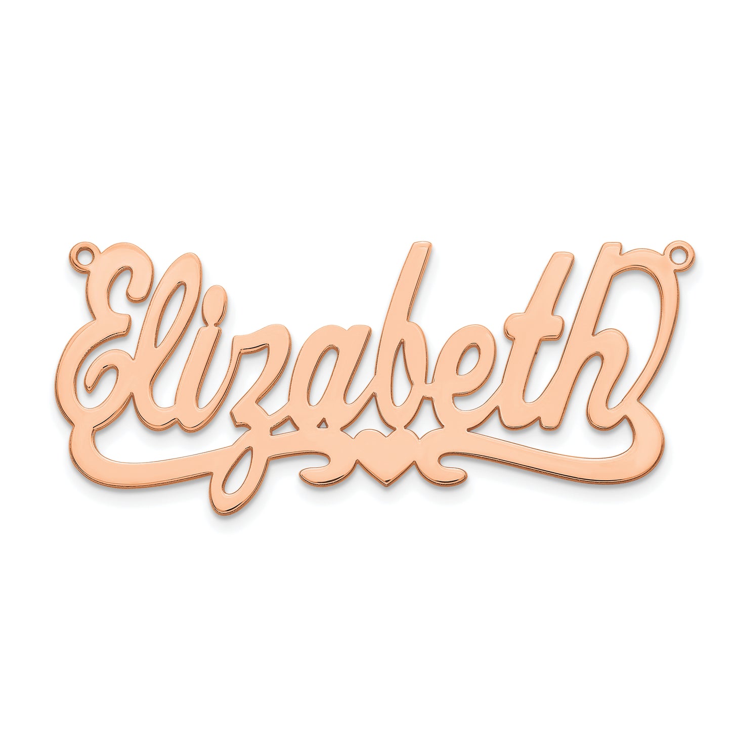 Sterling Silver Rose Gold plated Polished with Heart Name Plate