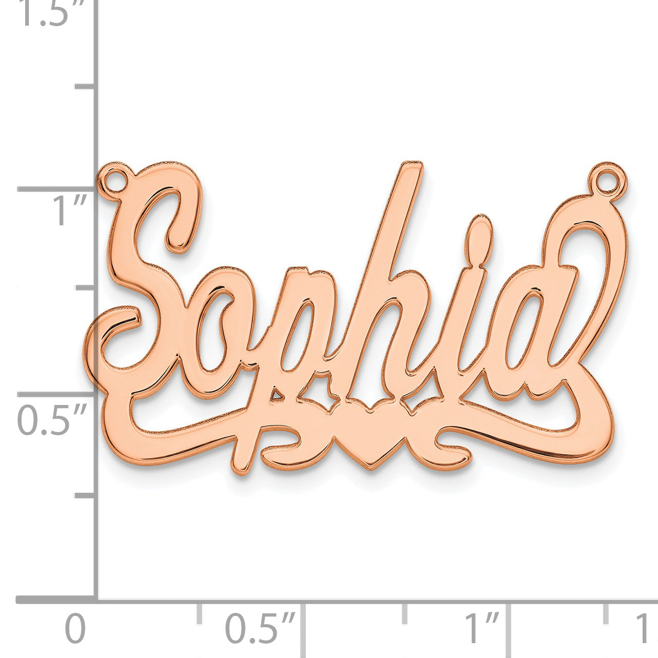 Sterling Silver Rose Gold plated Polished with Heart Name Plate