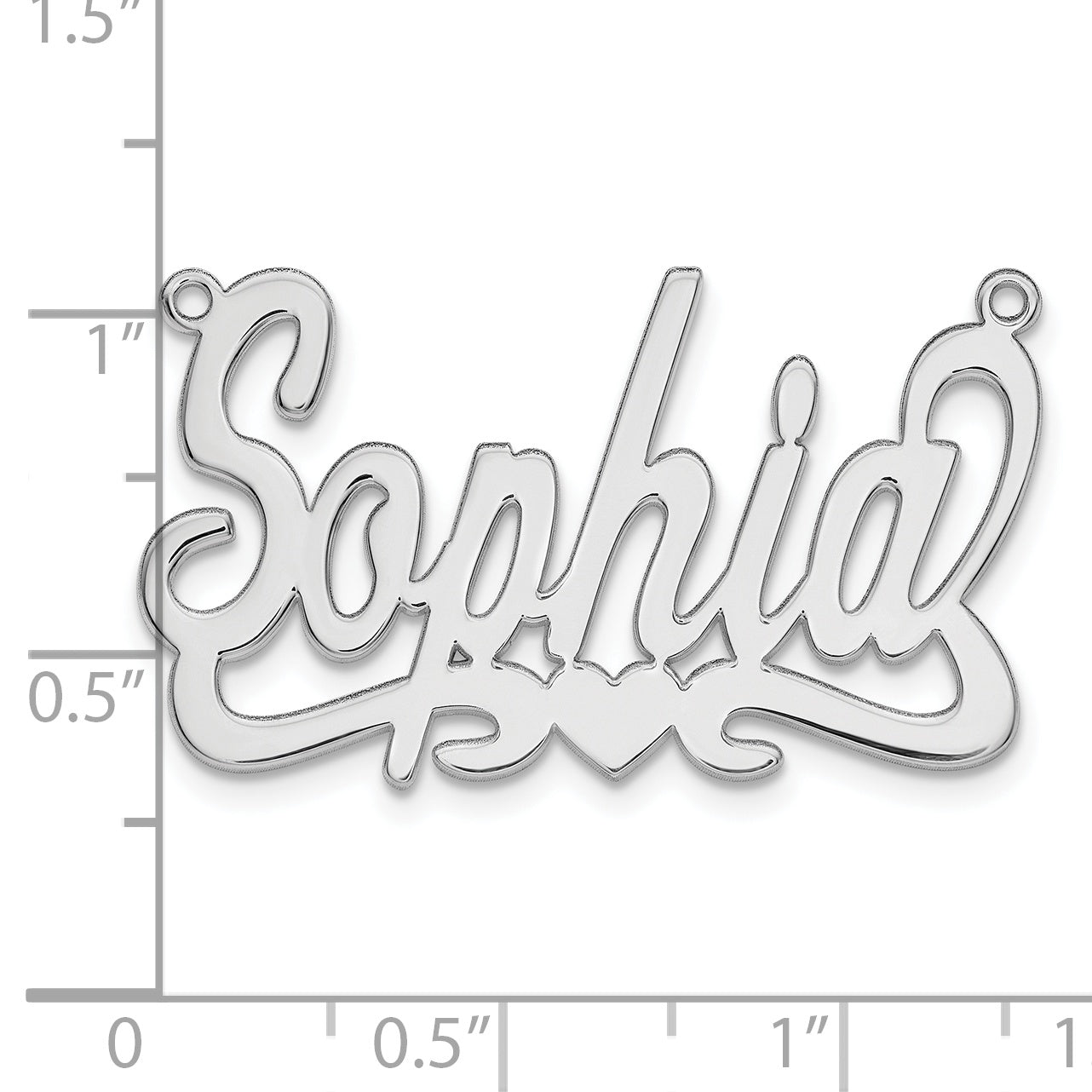 14K White Gold Polished with Heart Name Plate