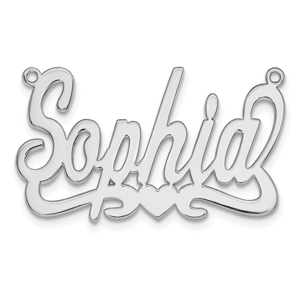 14K White Gold Polished with Heart Name Plate