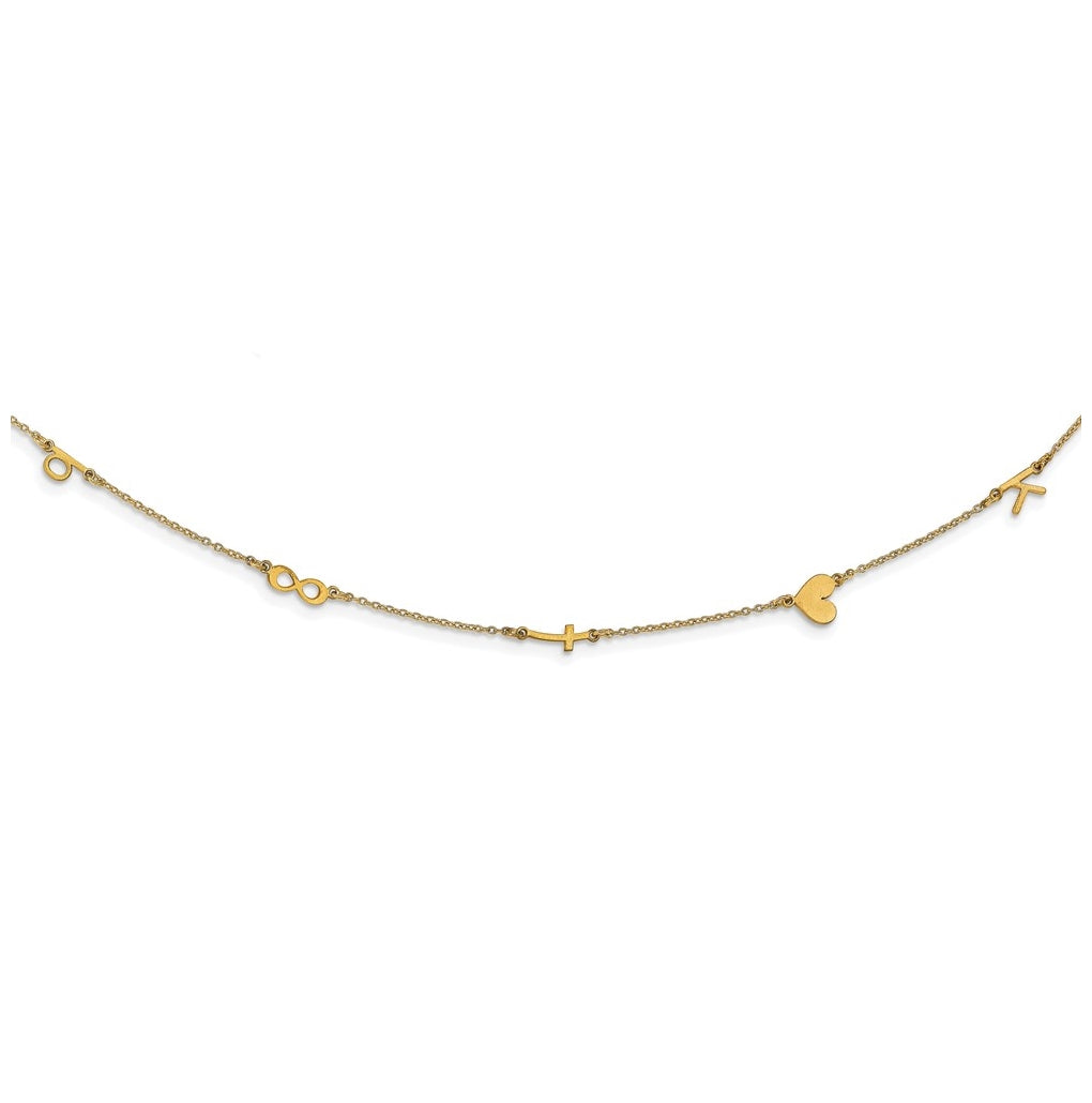 Sterling Silver Gold Plated 5 Initial Symbol Necklace
