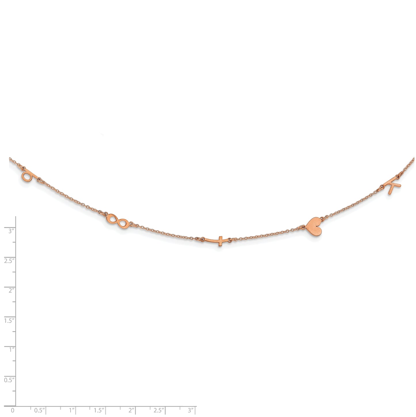 Sterling Silver Rose Gold plated 5 Initial Symbol Necklace