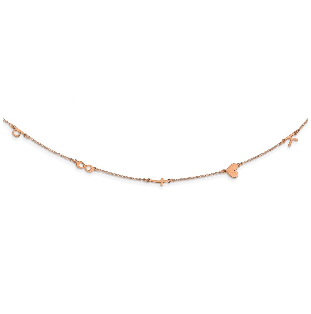 Sterling Silver Rose Gold plated 5 Initial Symbol Necklace