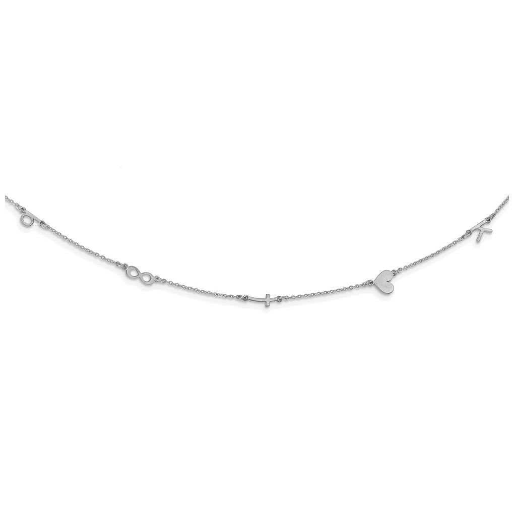 Sterling Silver Rhodium plated 5 Initial/Symbol Necklace