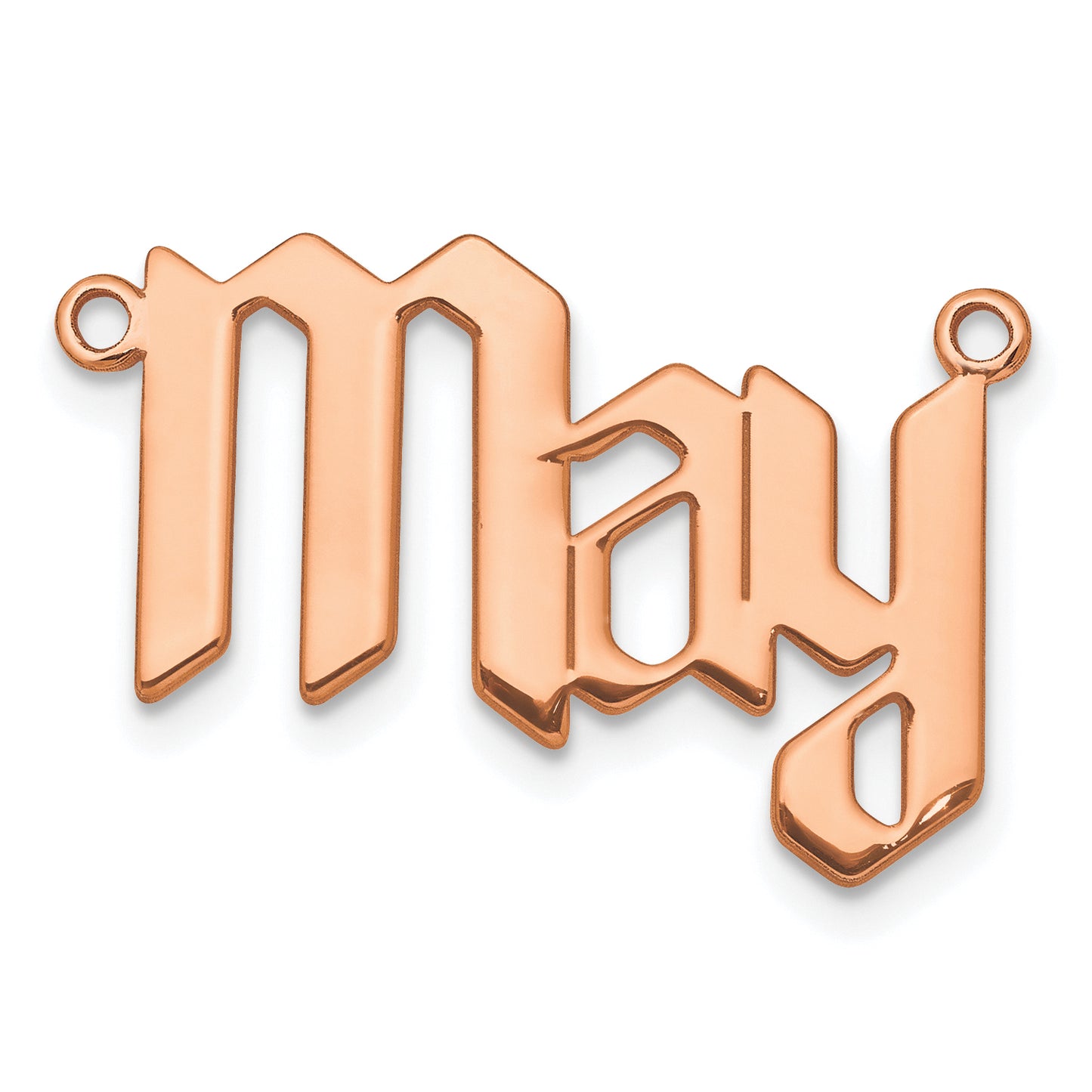 Sterling Silver Rose Gold plated Polished New Gothic Textura Font Name Plate
