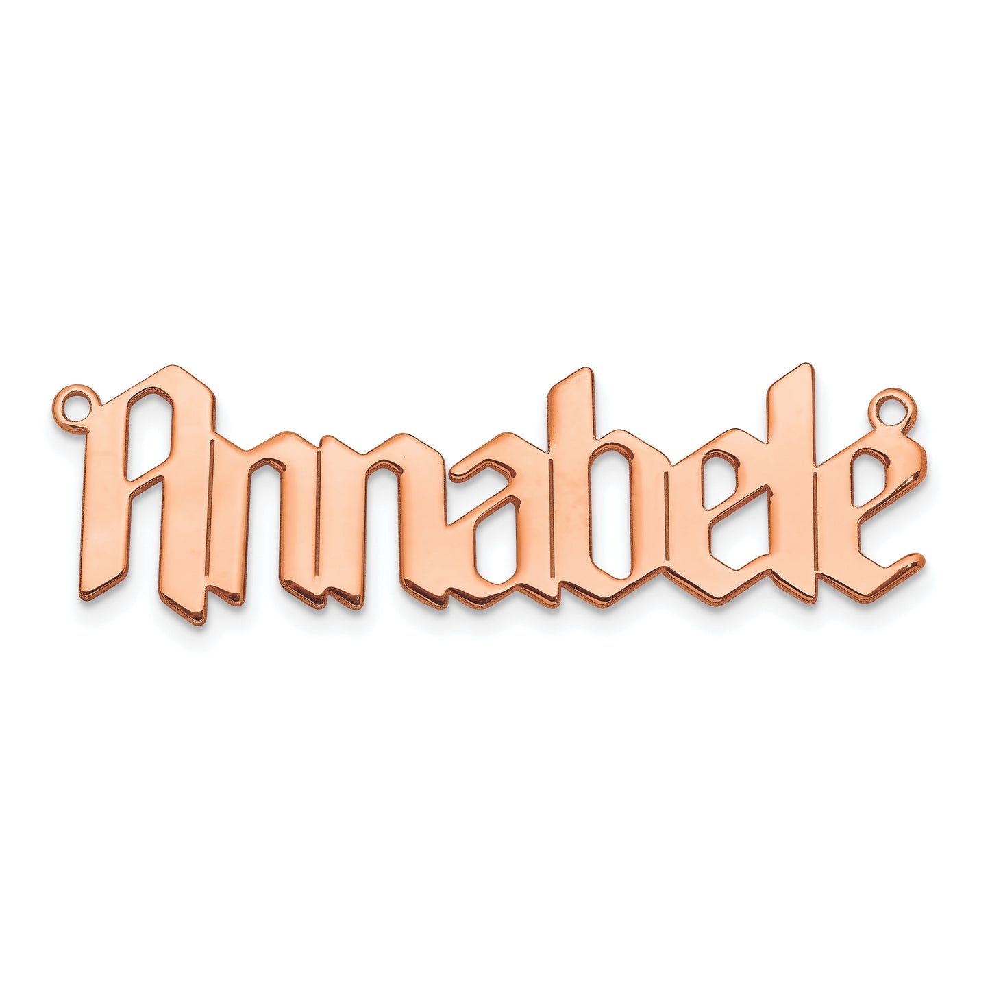 Sterling Silver Rose Gold plated Polished New Gothic Textura Font Name Plate
