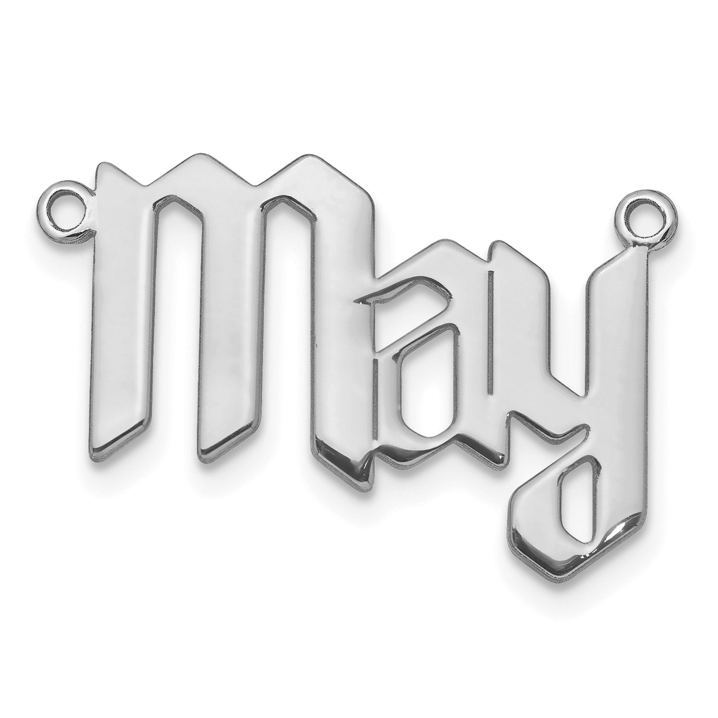 14K White Gold Polished New Gothic Textura Font Name Plate