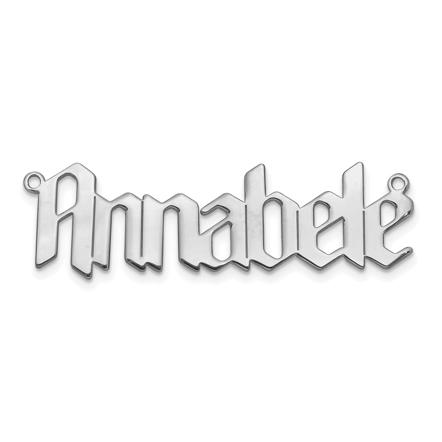 Sterling Silver Rhodium plated Polished New Gothic Textura Font Name Plate