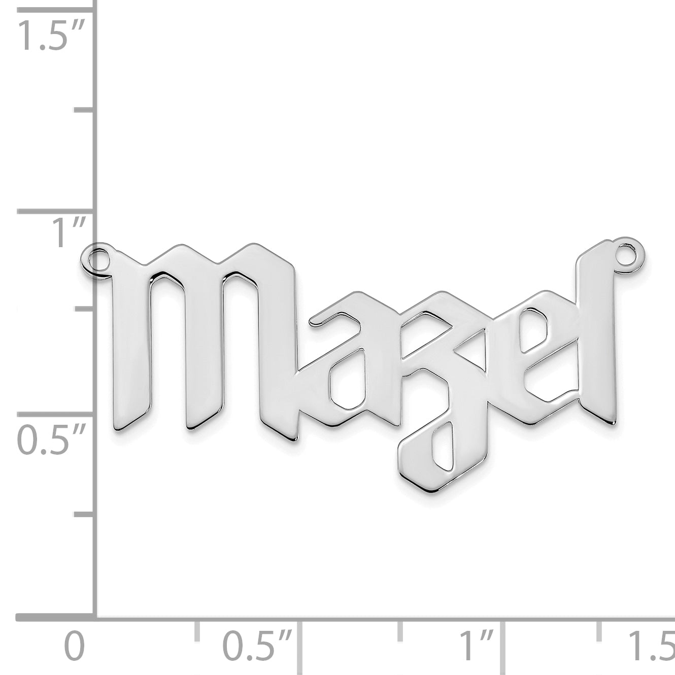 Sterling Silver Rhodium plated Polished New Gothic Textura Font Name Plate