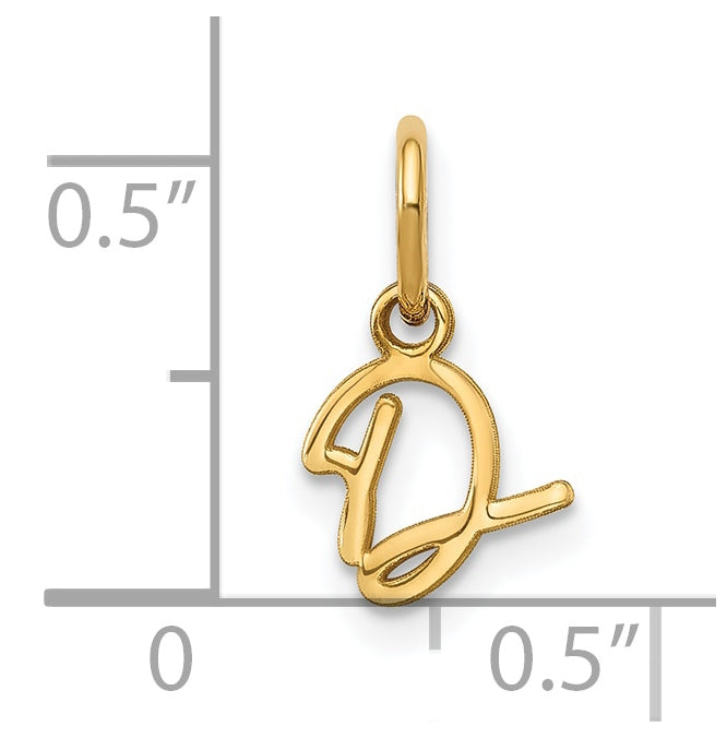 14K Yellow Gold Upper case Letter D Initial Charm