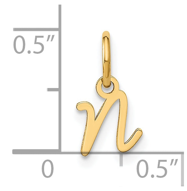 Sterling Silver Gold plated Upper case Letter N Initial Charm