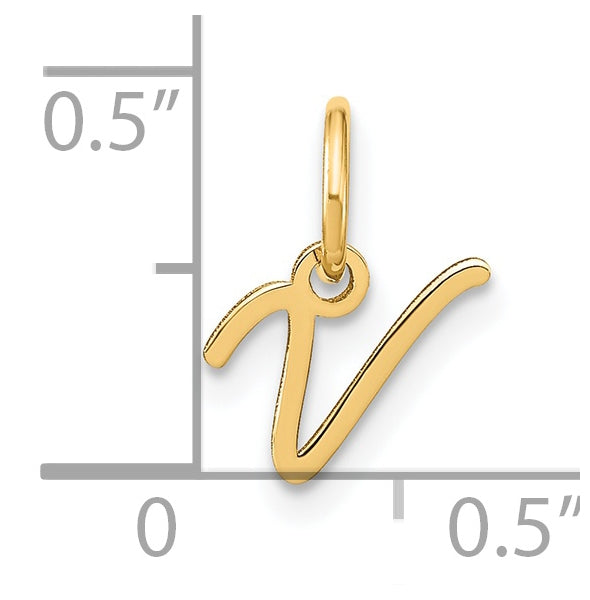 14K Yellow Gold Upper case Letter V Initial Charm