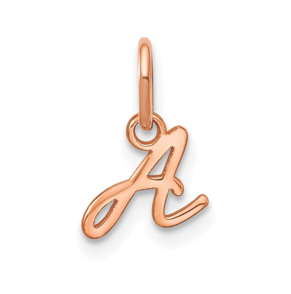 Sterling Silver Rose Gold Plated Upper case Letter A Initial Charm
