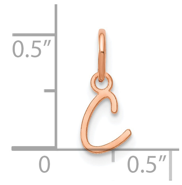 Sterling Silver Rose Gold Plated Upper case Letter C Initial Charm