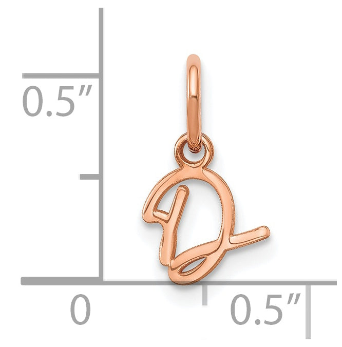 Sterling Silver Rose Gold Plated Upper case Letter D Initial Charm