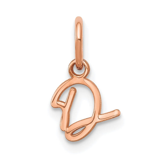 14k Rose Gold Upper case Letter D Initial Charm