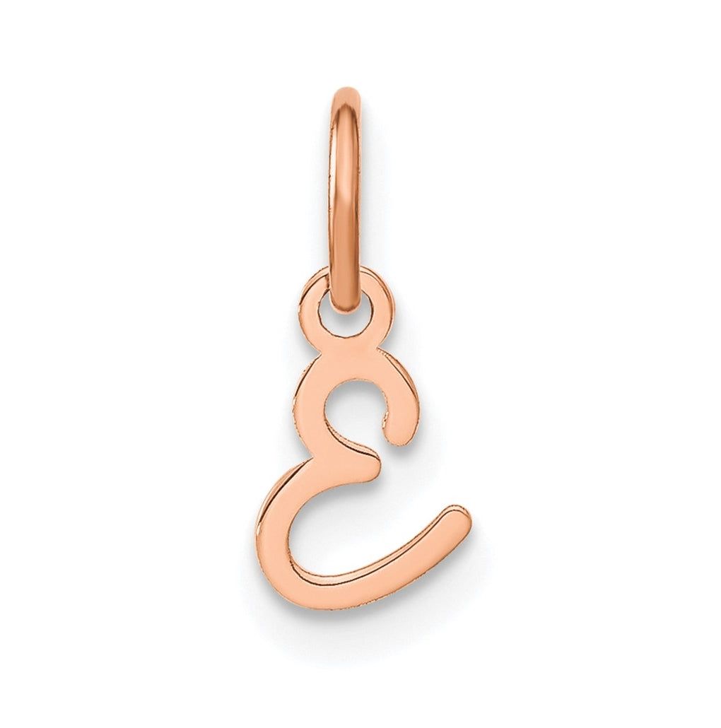 Sterling Silver Rose Gold Plated Upper case Letter E Initial Charm